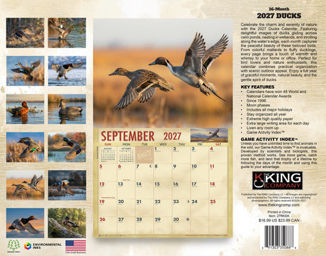 2027 Ducks Wall Calendar – 16-Month Waterfowl Photography