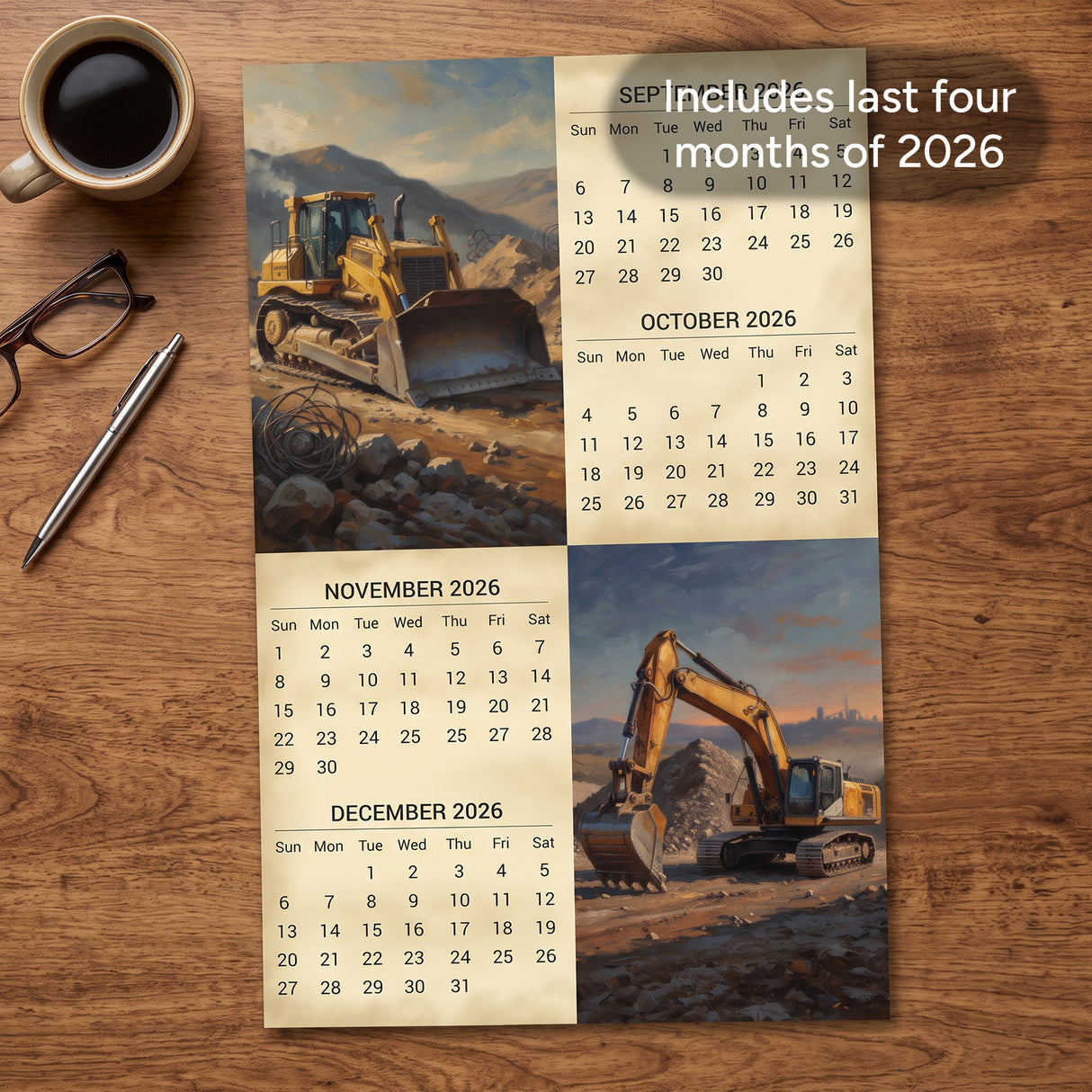 2027 Earth Movers Wall Calendar – 16-Month Heavy Equipment Photography