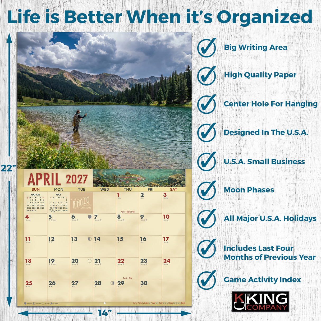 2027 Freshwater Fishing Wall Calendar – 16-Month Fishing Photography