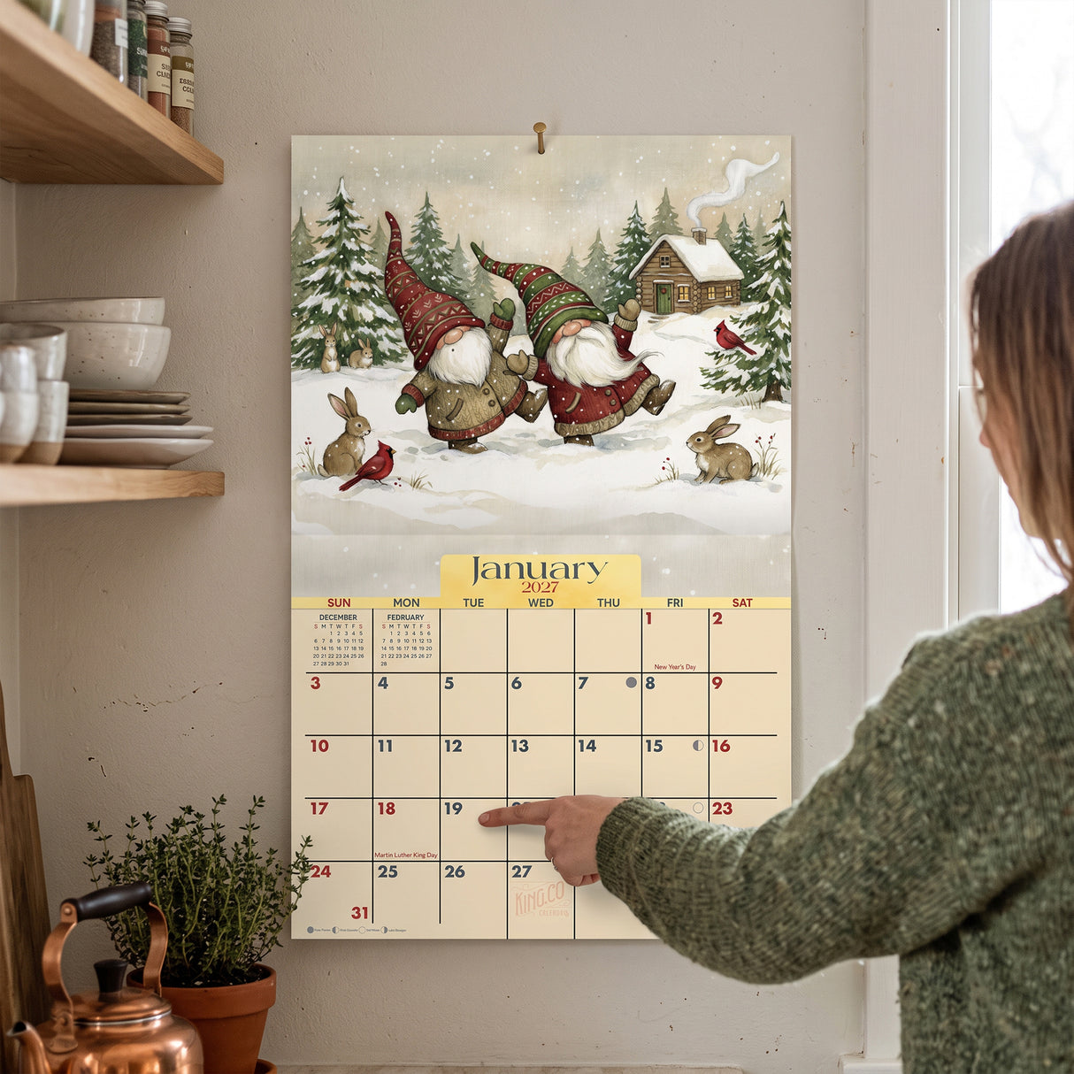 2027 Gnomes Wall Calendar – 16-Month Whimsical Art