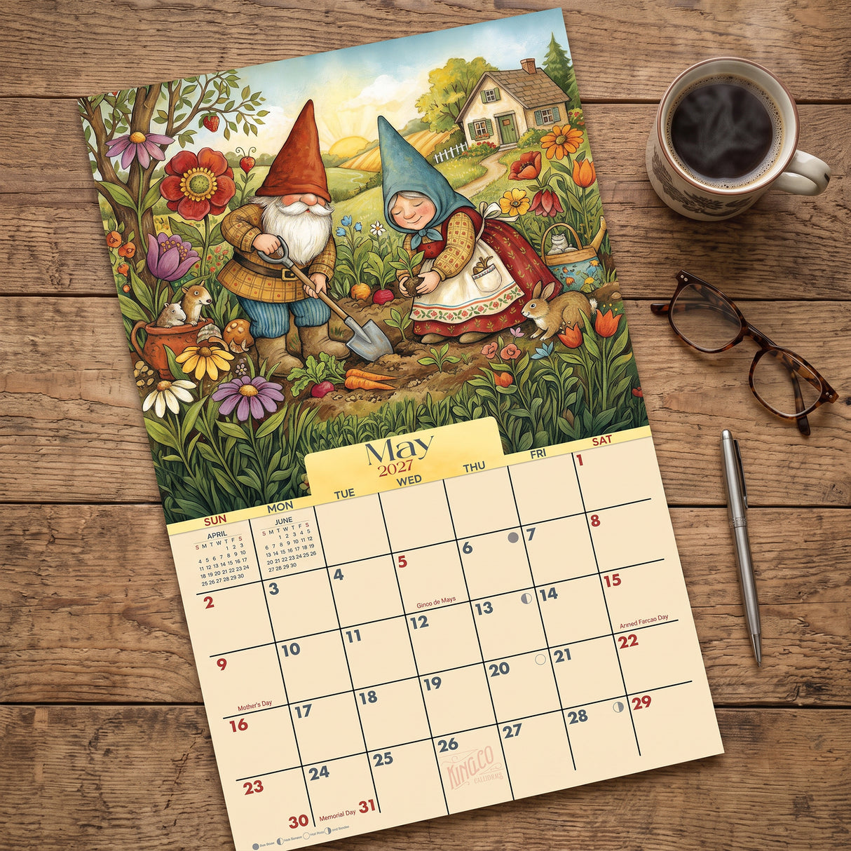 2027 Gnomes Wall Calendar – 16-Month Whimsical Art
