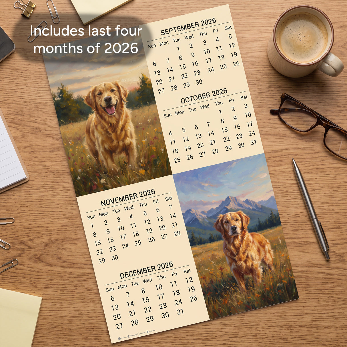 2027 Golden Retriever Wall Calendar – 16-Month Photography