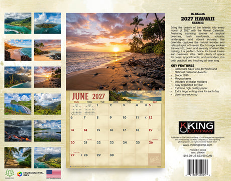 2027 Hawaii Country Wall Calendar – 16-Month Tropical Photography
