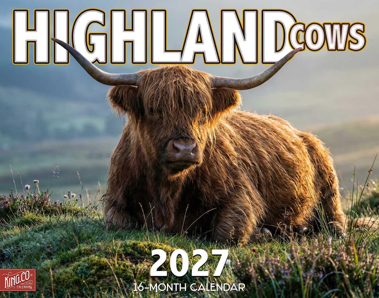 2027 Highland Cows Wall Calendar – 16-Month Cattle Photography