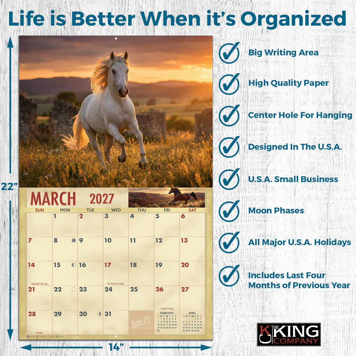 2027 Magnificent Horses Wall Calendar – 16-Month Photography