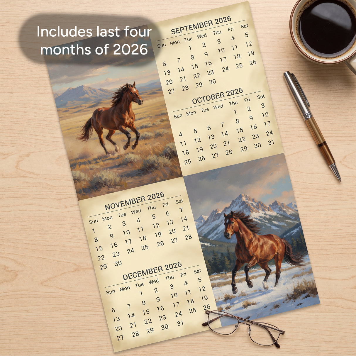 2027 Magnificent Horses Wall Calendar – 16-Month Photography
