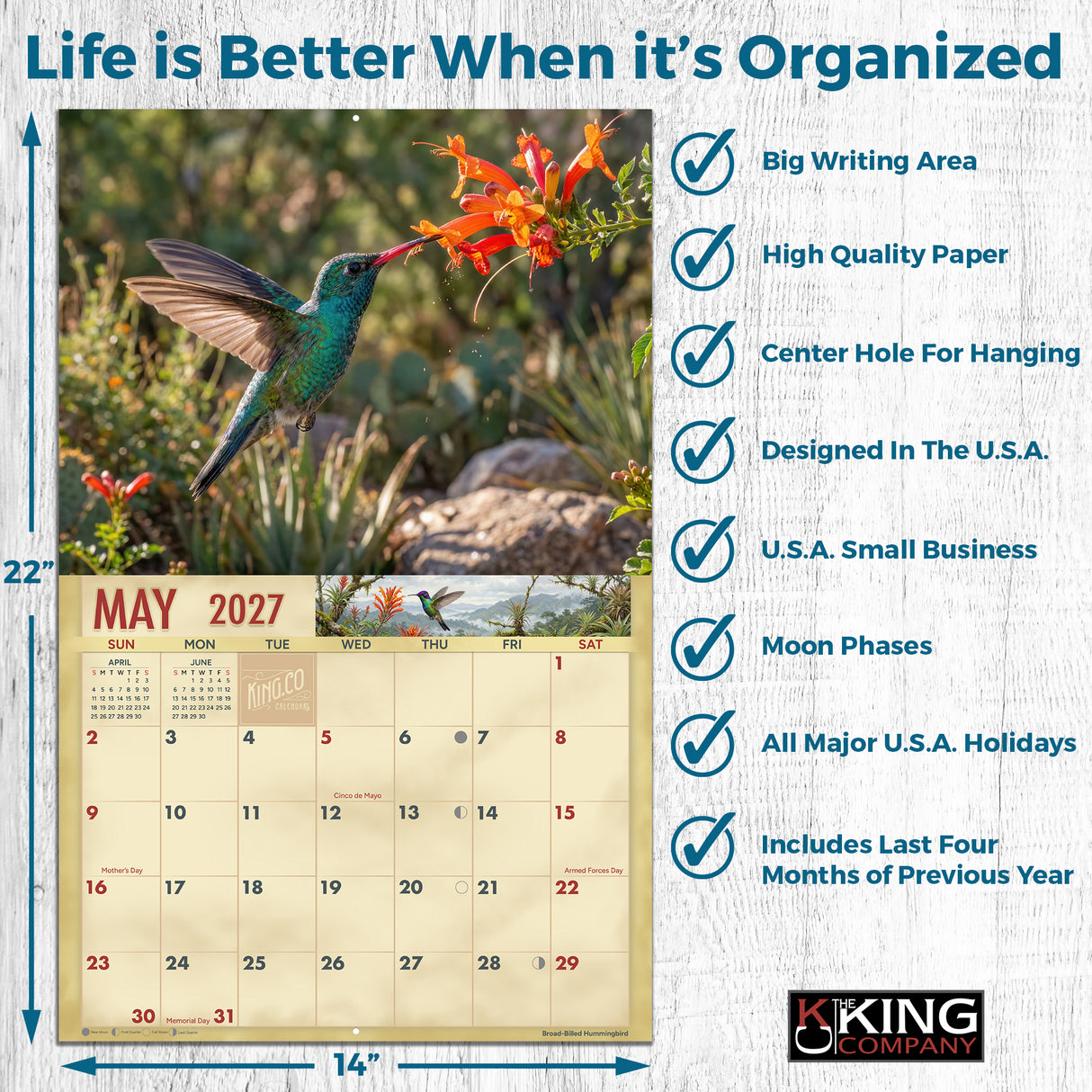 2027 Hummingbirds Wall Calendar – 16-Month Bird Photography