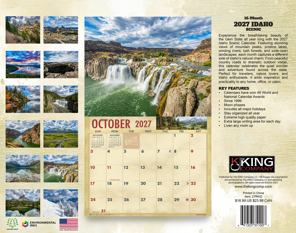 2027 Idaho Country Wall Calendar – 16-Month Scenic Photography