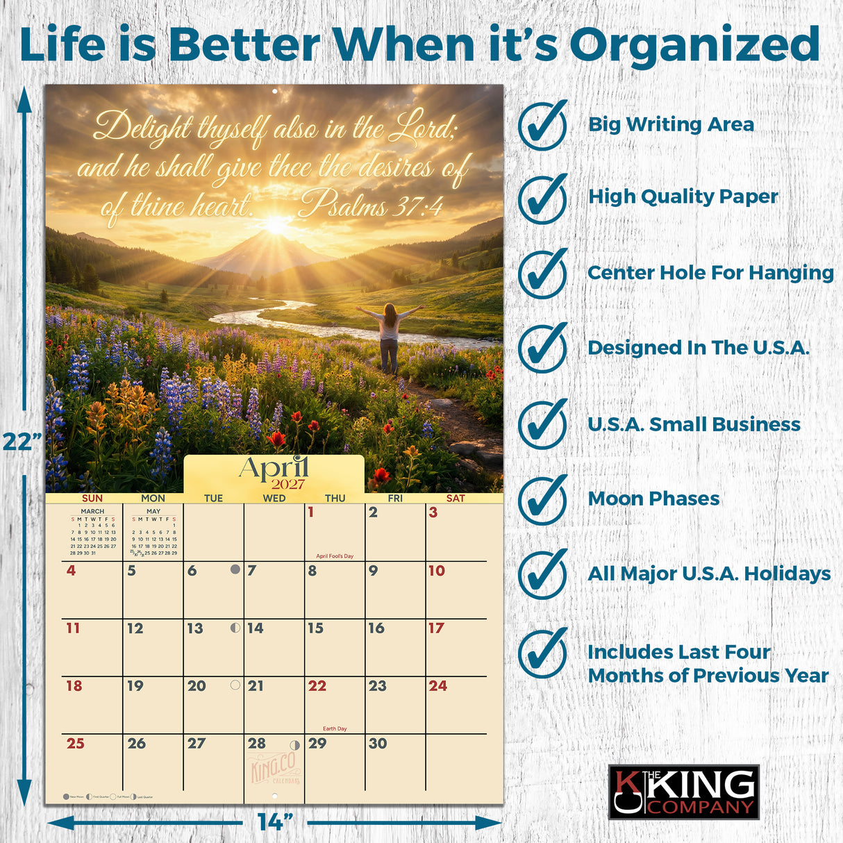 2027 Inspirational Bible Verses Wall Calendar – 16-Month Scripture
