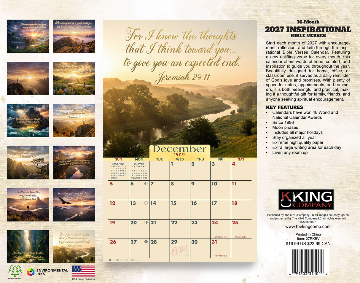 2027 Inspirational Bible Verses Wall Calendar – 16-Month Scripture