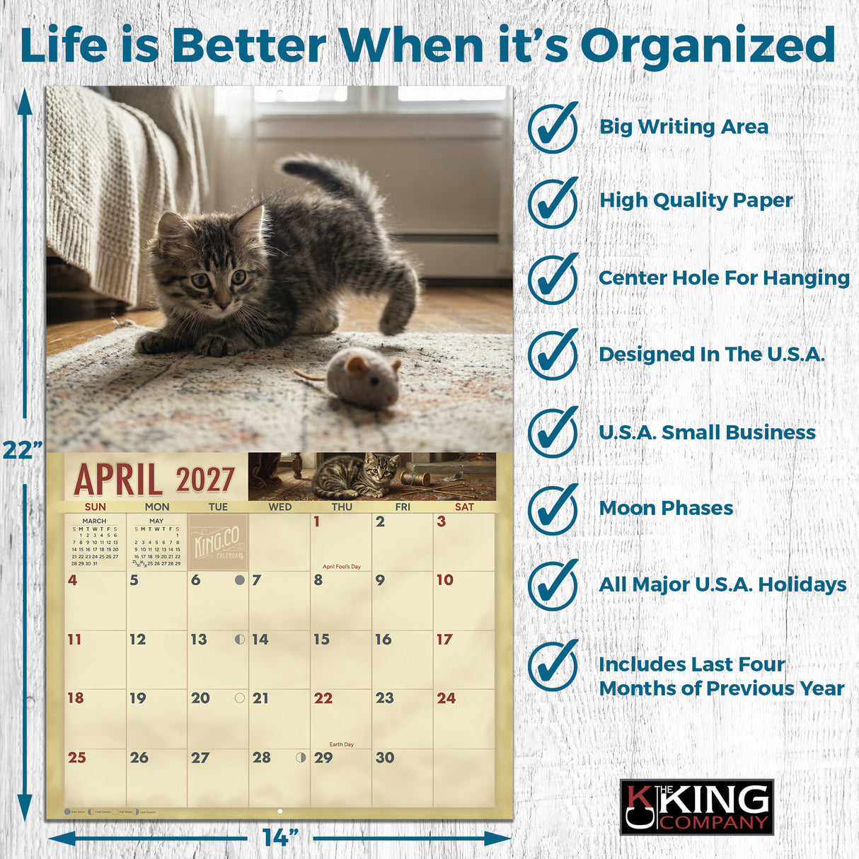 2027 Kittens Wall Calendar – 16-Month Cat Photography