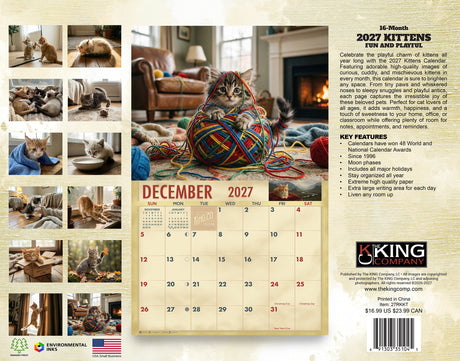 2027 Kittens Wall Calendar – 16-Month Cat Photography