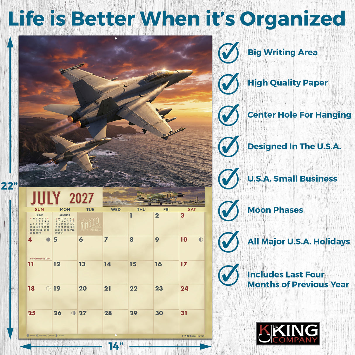 2027 Military Jets Wall Calendar – 16-Month Fighter Aircraft