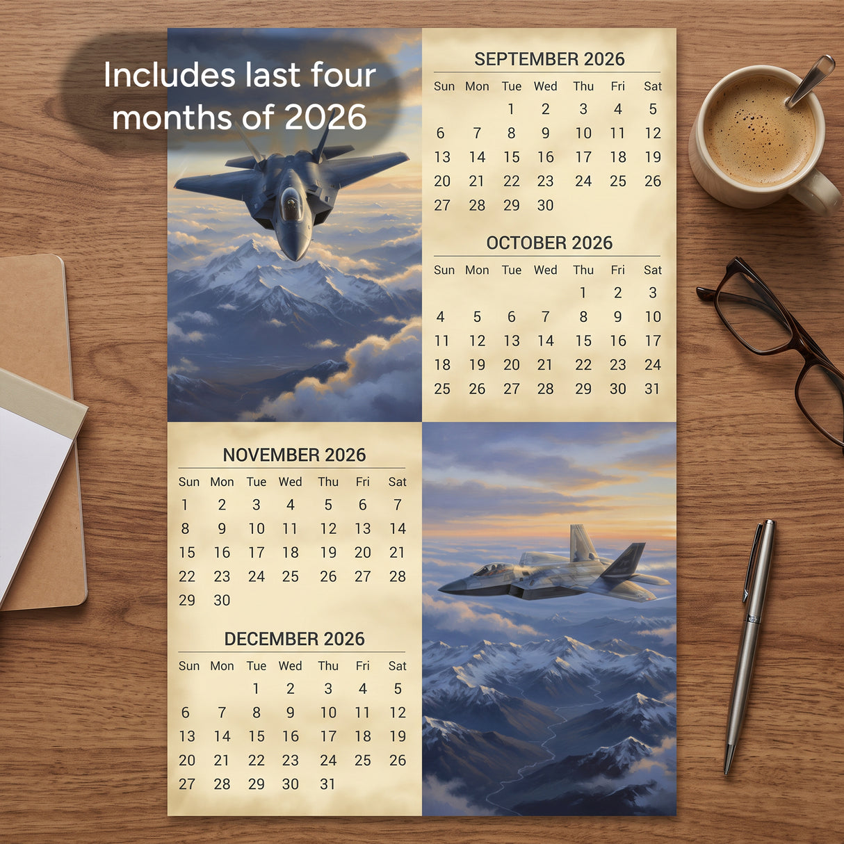 2027 Military Jets Wall Calendar – 16-Month Fighter Aircraft