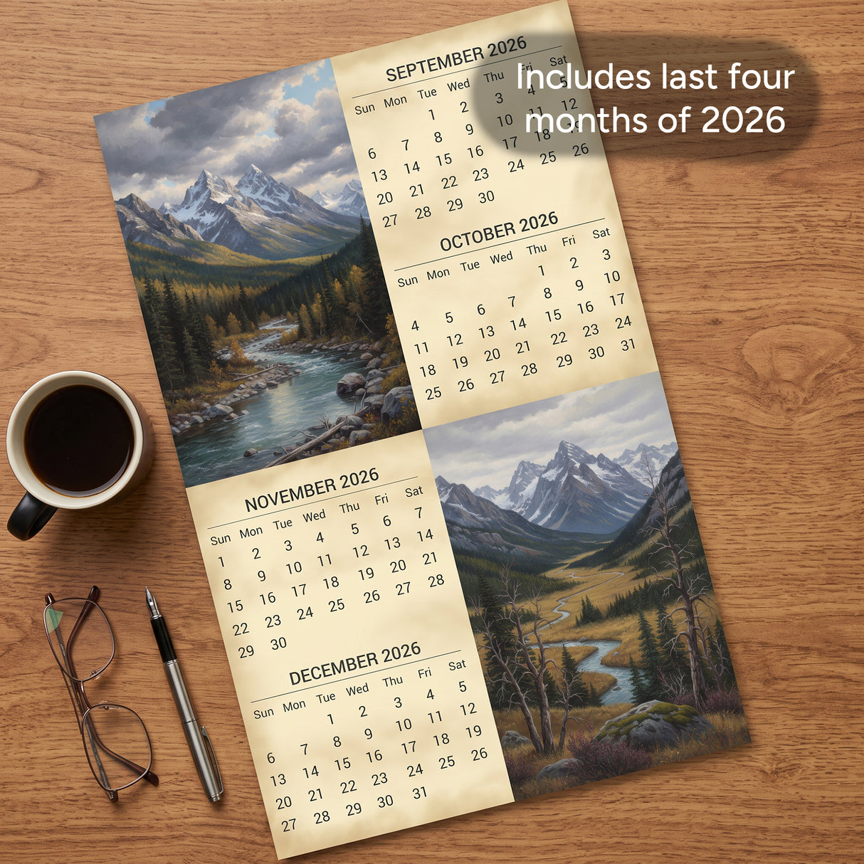 2027 Mountains Scenic Wall Calendar – 16-Month Scenic Art