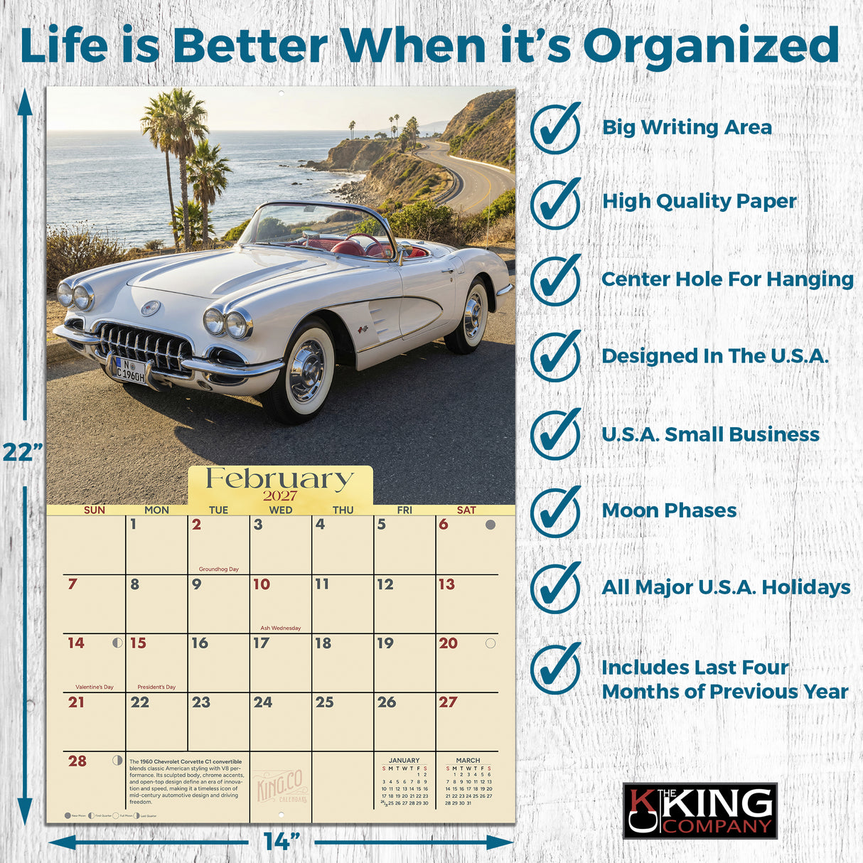 2027 American Muscle Cars Wall Calendar – 16-Month Photography