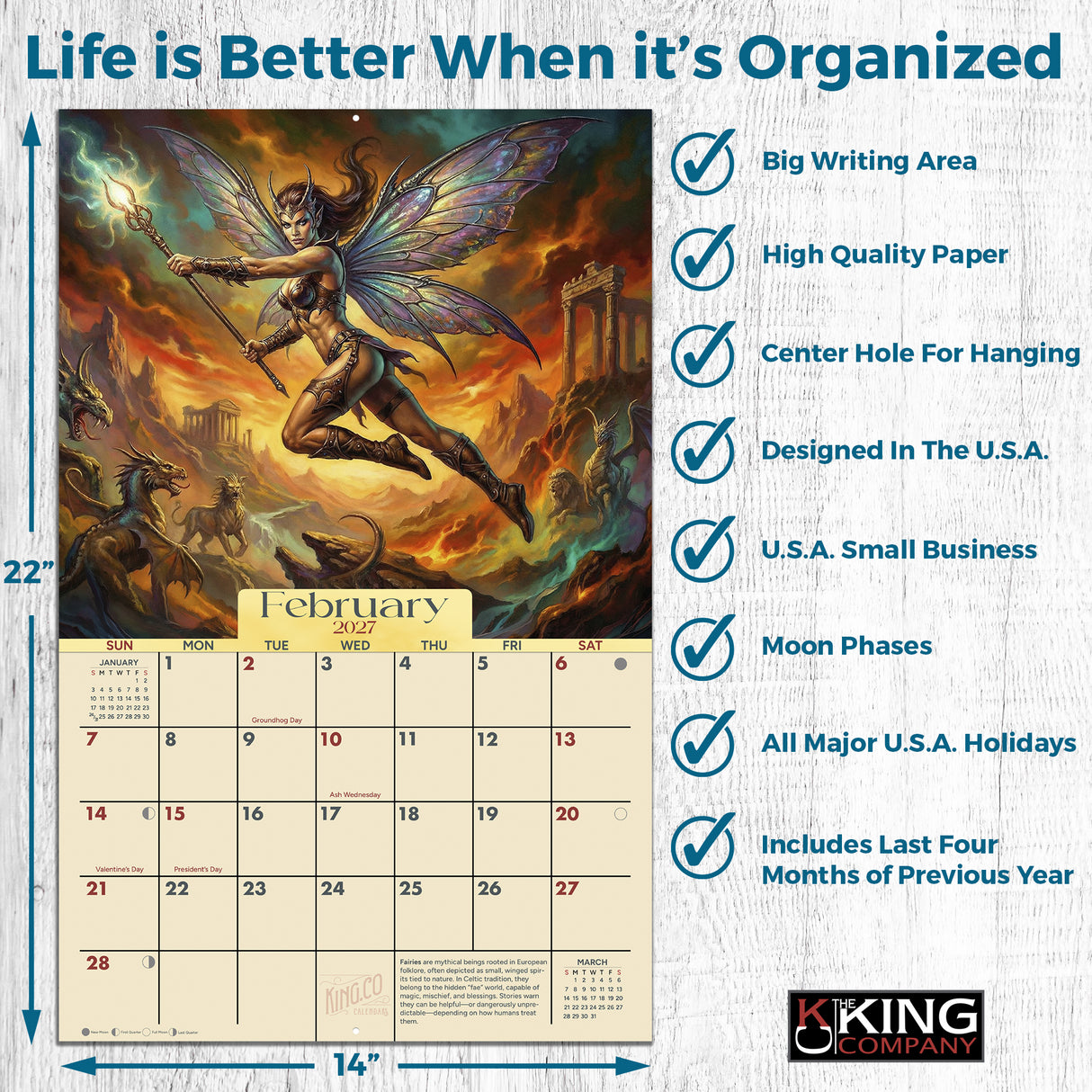 2027 Mythical Creatures Wall Calendar – 16-Month Fantasy Art
