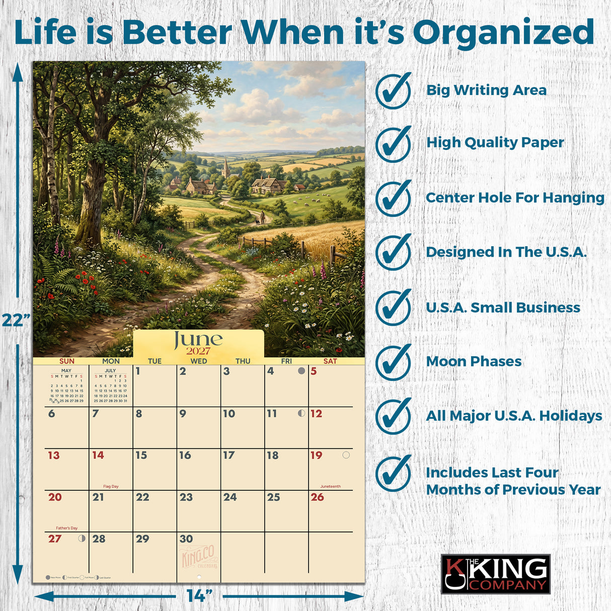 2027 Old English Countryside Wall Calendar – 16-Month Countryside Art