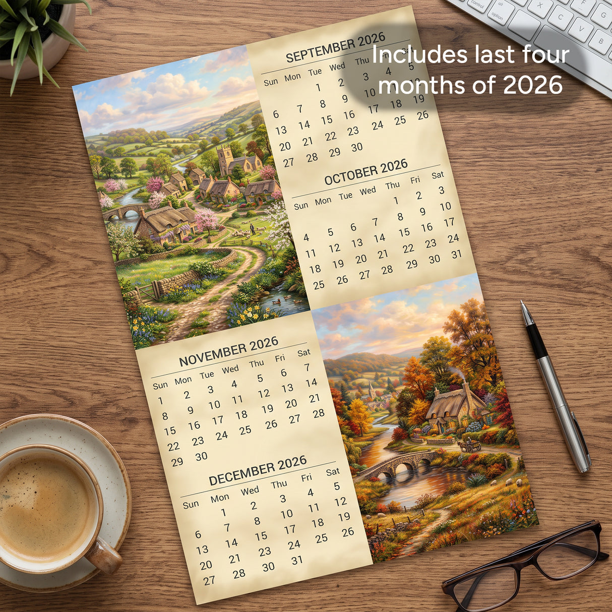 2027 Old English Countryside Wall Calendar – 16-Month Countryside Art