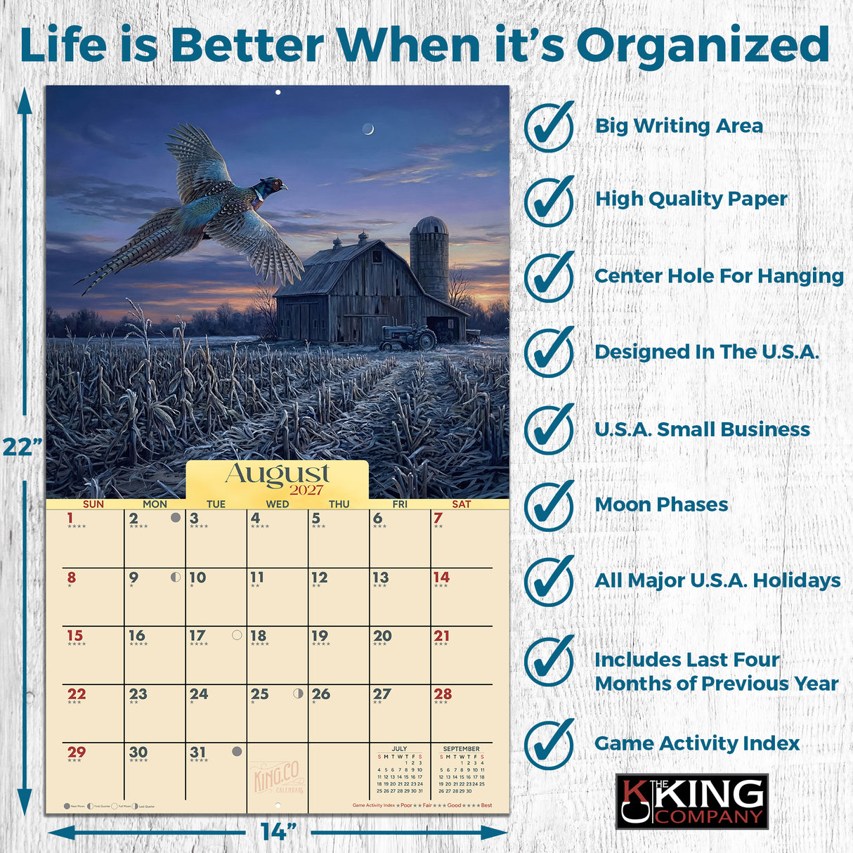 2027 Pheasant Country Wall Calendar – 16-Month Artwork