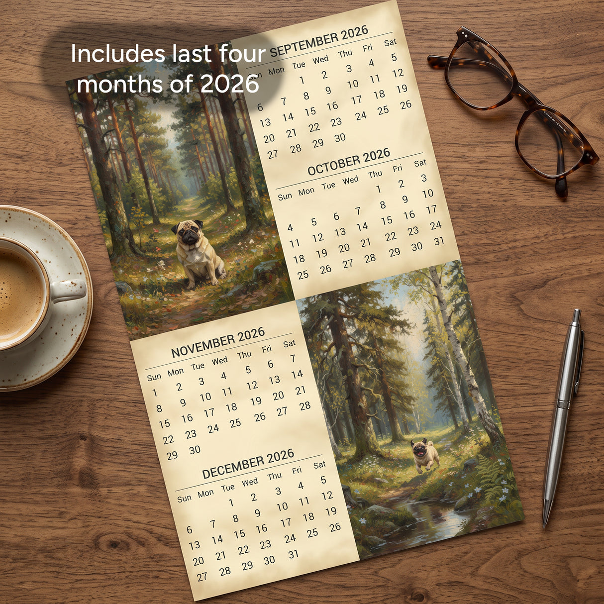 2027 Pugs Wall Calendar – 16-Month Dog Photography