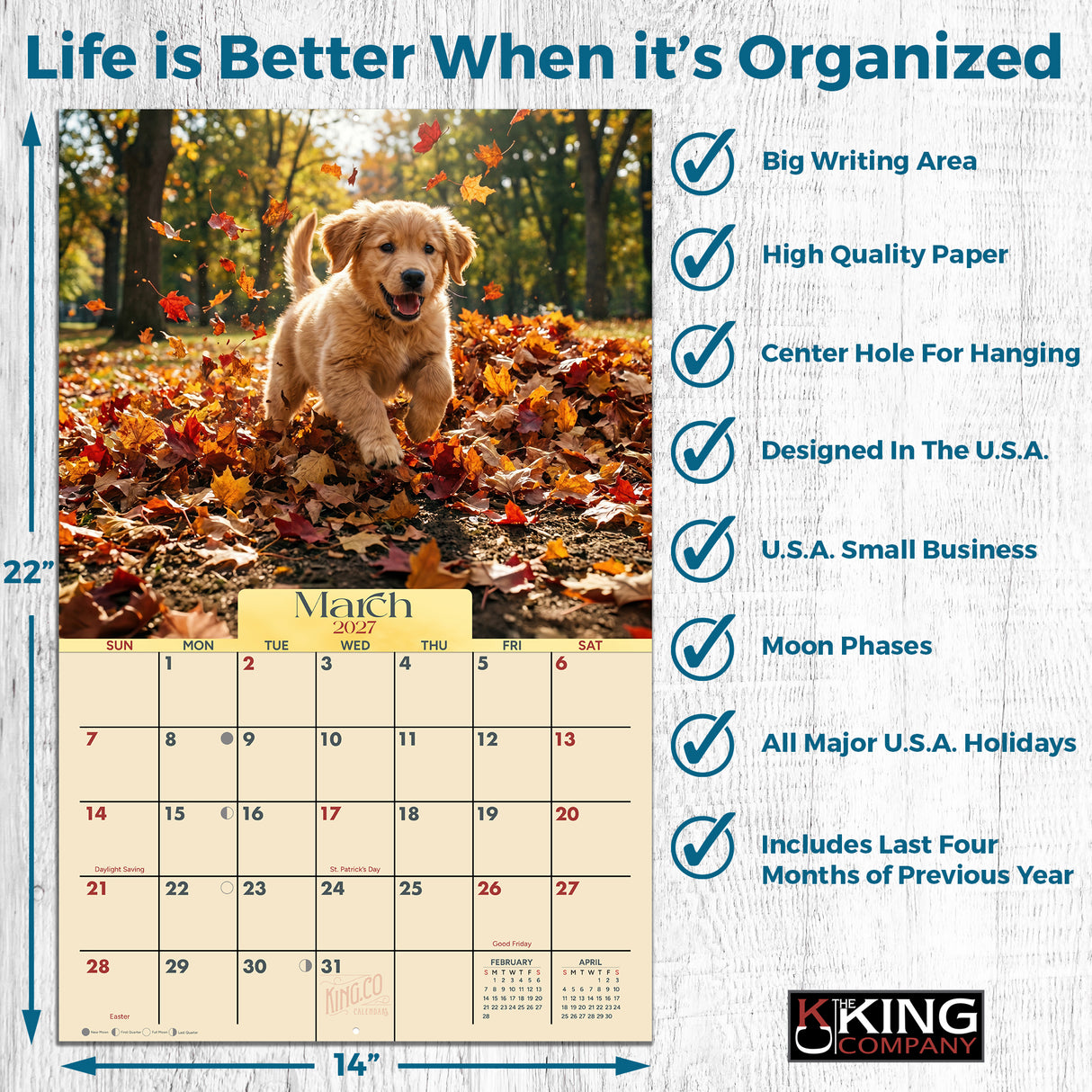 2027 Puppies Wall Calendar – 16-Month Dog Photography