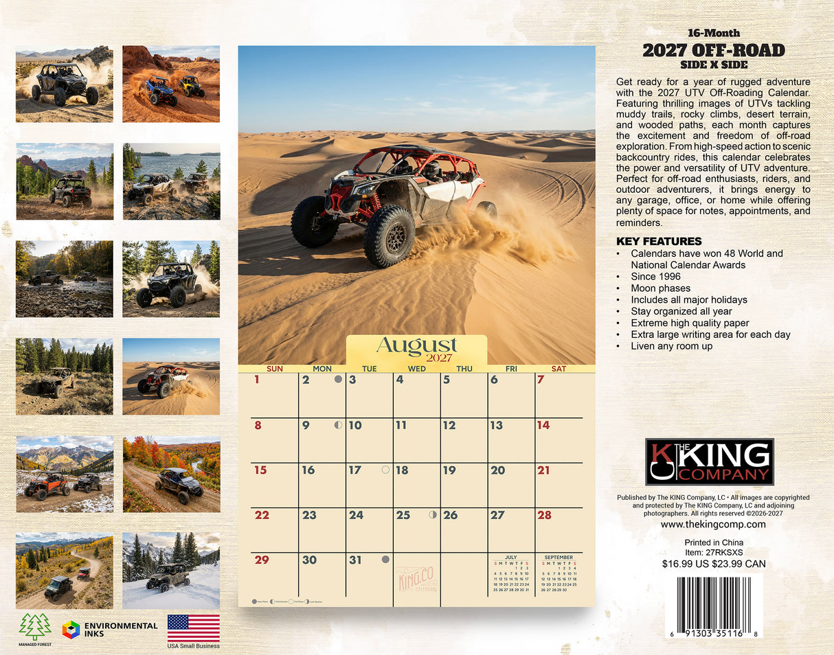 2027 Off-Road UTV-ATV Wall Calendar – 16-Month Photography