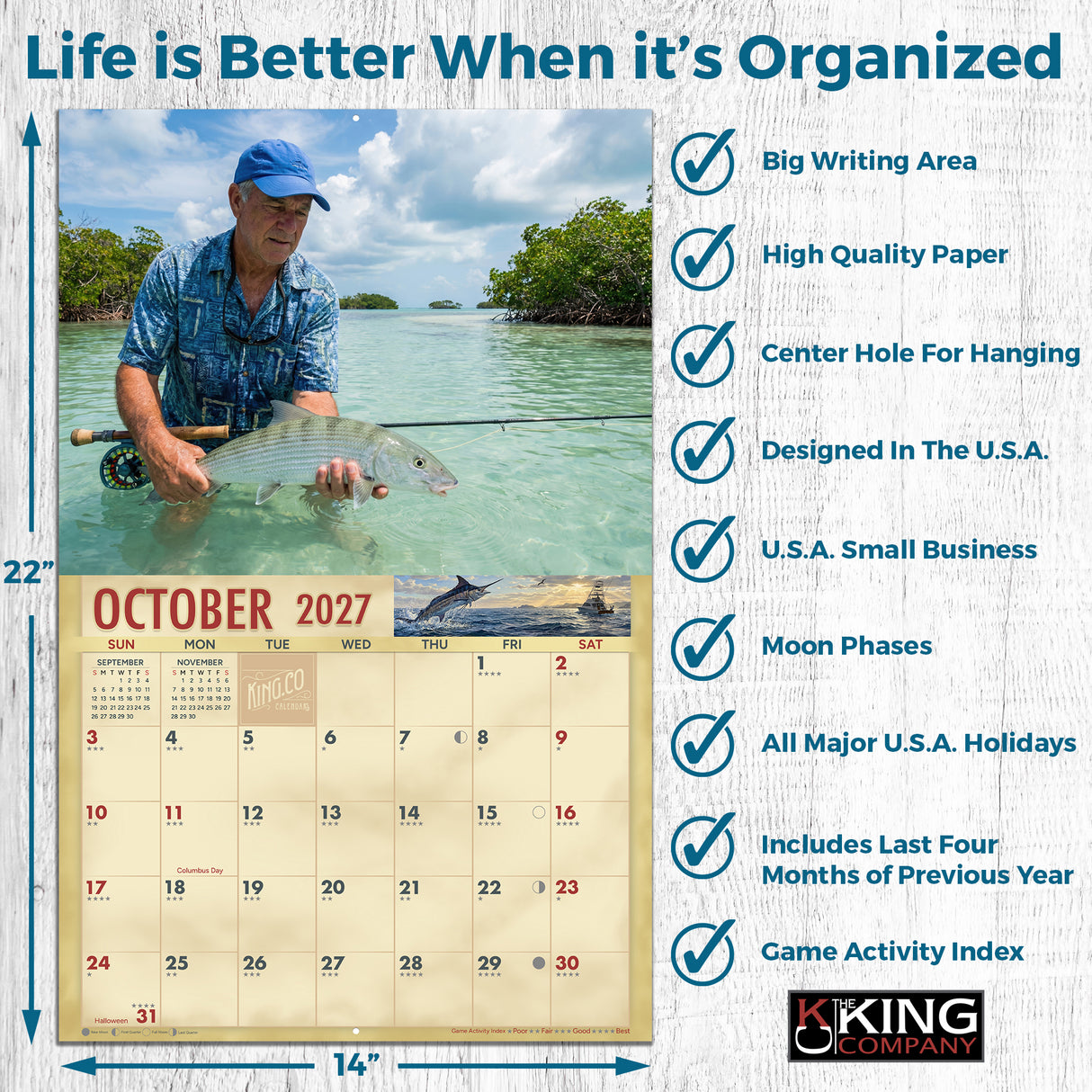 2027 Saltwater Fishing Wall Calendar – 16-Month Sport Fishing