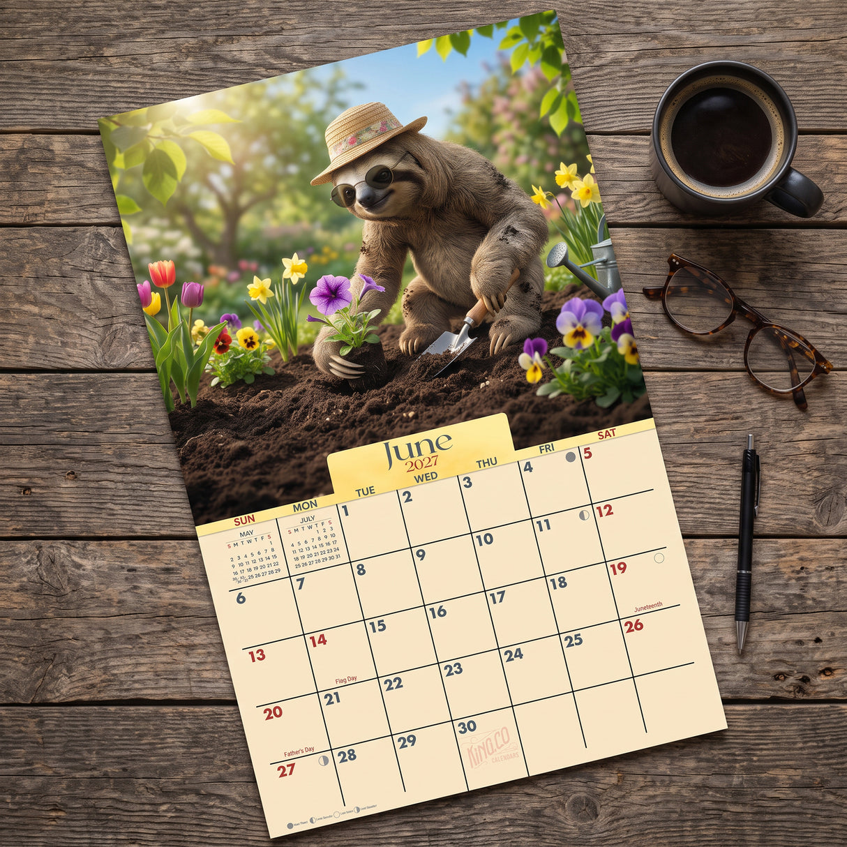 2027 Sloths Living Life Wall Calendar – 16-Month Illustrated Art