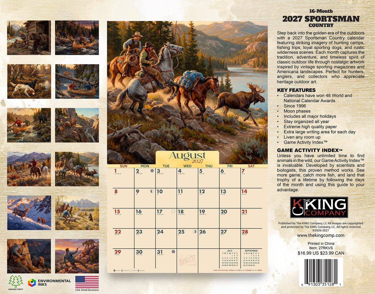 2027 Sportsman Country Wall Calendar – 16-Month Outdoor Art
