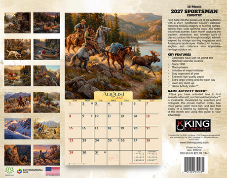 2027 Sportsman Country Wall Calendar – 16-Month Outdoor Art