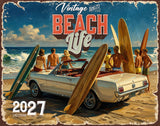 2027 Vintage Beach Life Wall Calendar – 16-Month Coastal Art