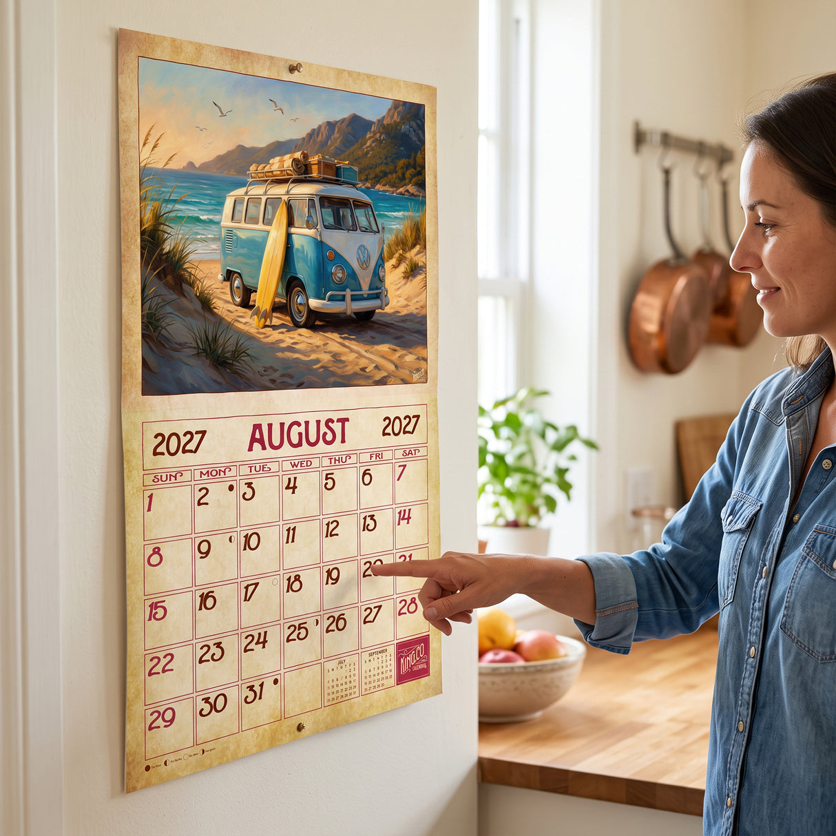 2027 Vintage Beach Life Wall Calendar – 16-Month Coastal Art