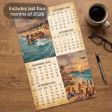 2027 Vintage Beach Life Wall Calendar – 16-Month Coastal Art