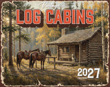 2027 Vintage Log Cabins Wall Calendar – 16-Month Artwork