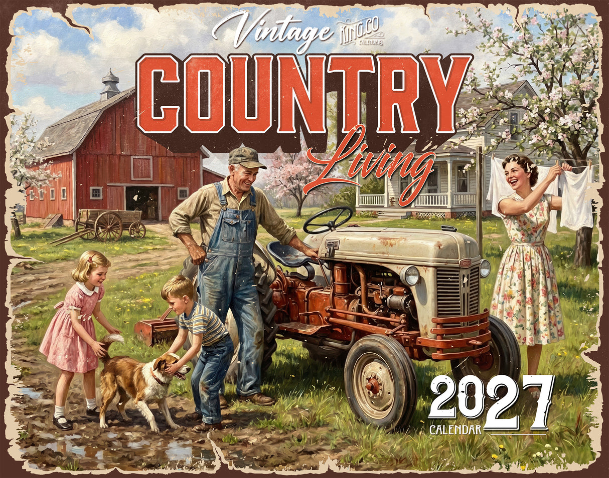 2027 Vintage Country Living Wall Calendar – 16-Month Americana Art