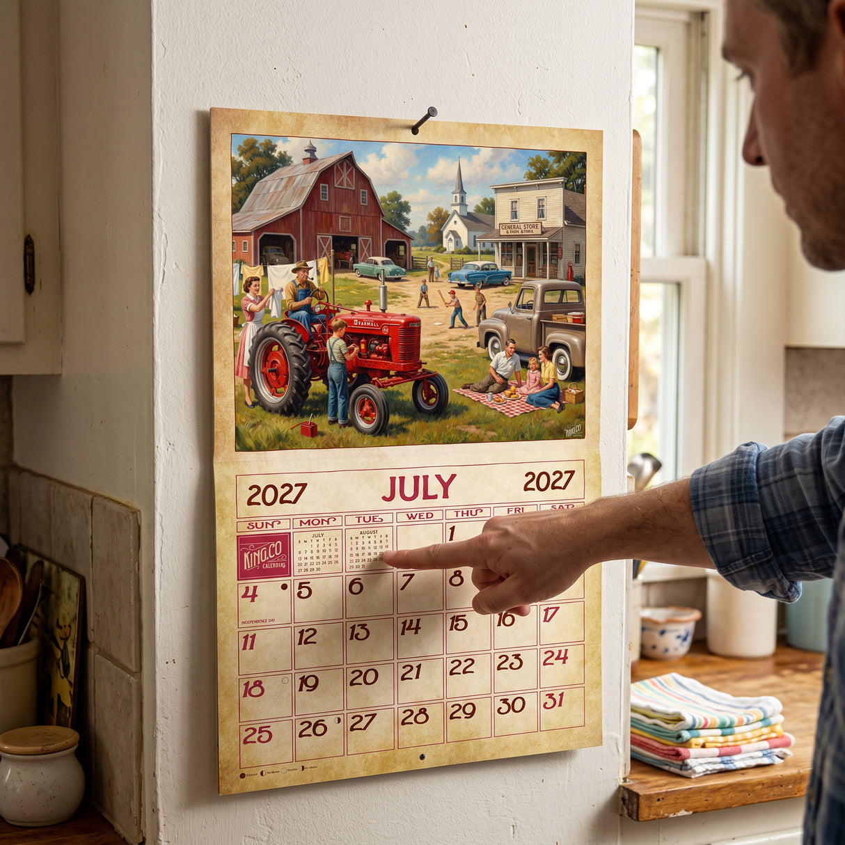 2027 Vintage Country Living Wall Calendar – 16-Month Americana Art
