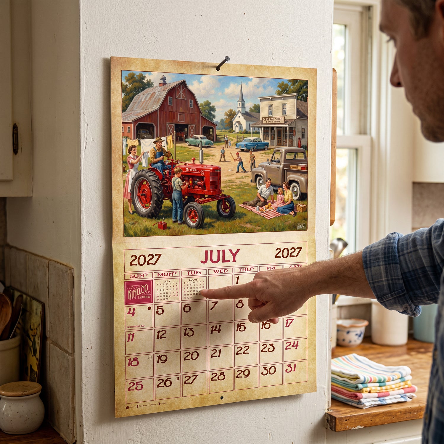 2027 Vintage Country Living Wall Calendar – 16-Month Americana Art