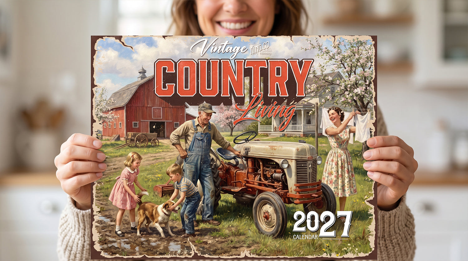 2027 Vintage Country Living Wall Calendar – 16-Month Americana Art