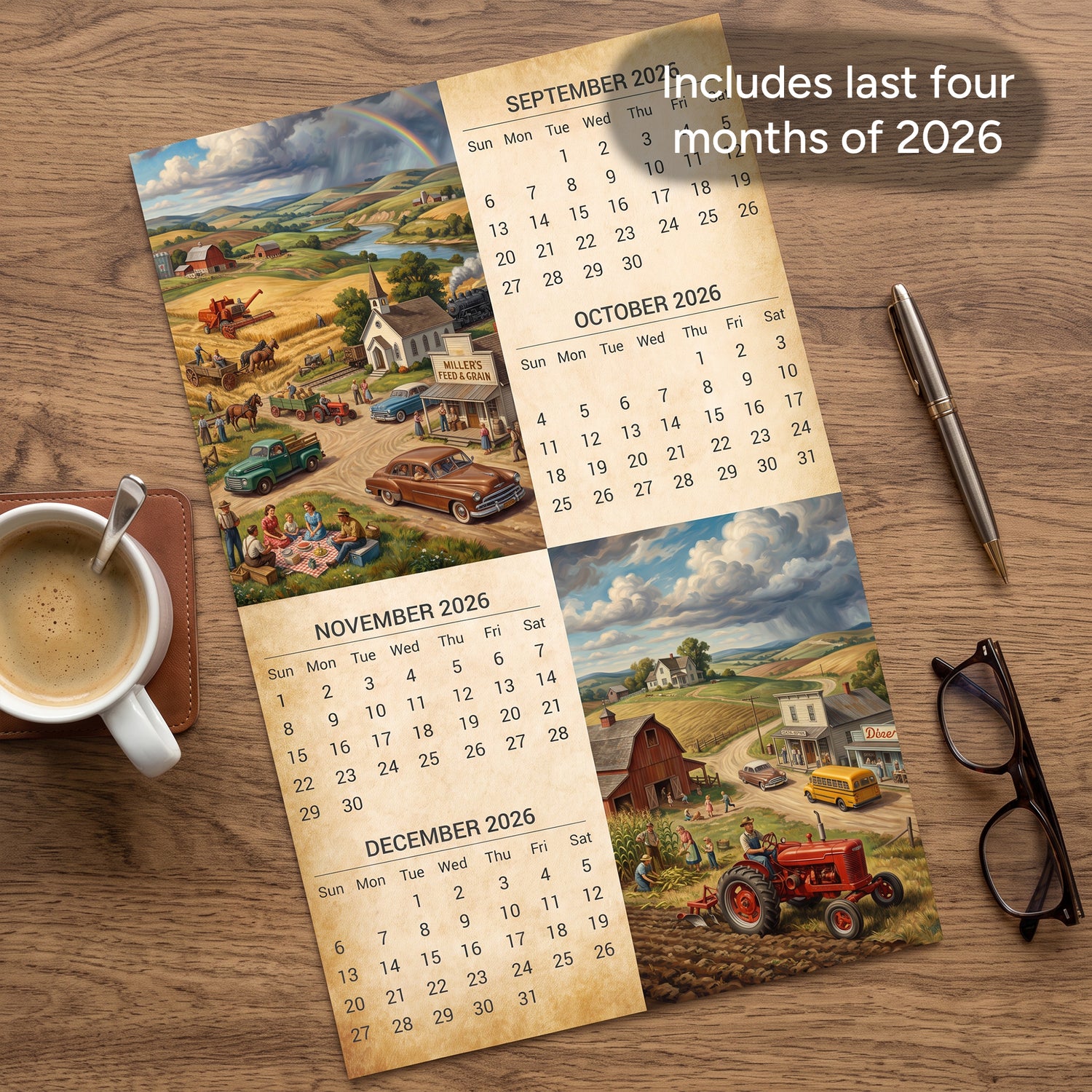 2027 Vintage Country Living Wall Calendar – 16-Month Americana Art