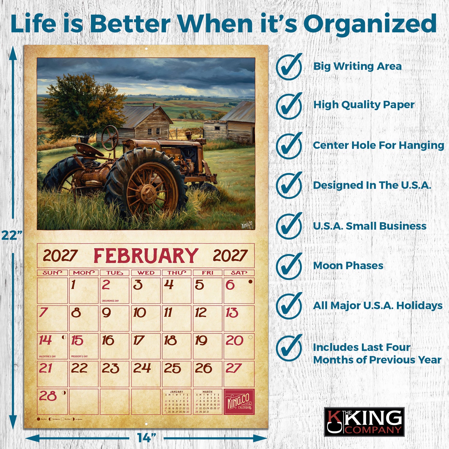2027 Vintage Farming Wall Calendar – 16-Month Agricultural Art