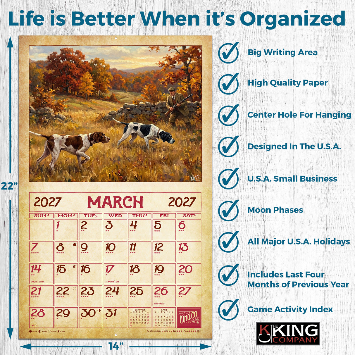 2027 Vintage Hunting Wall Calendar – 16-Month Sporting Art