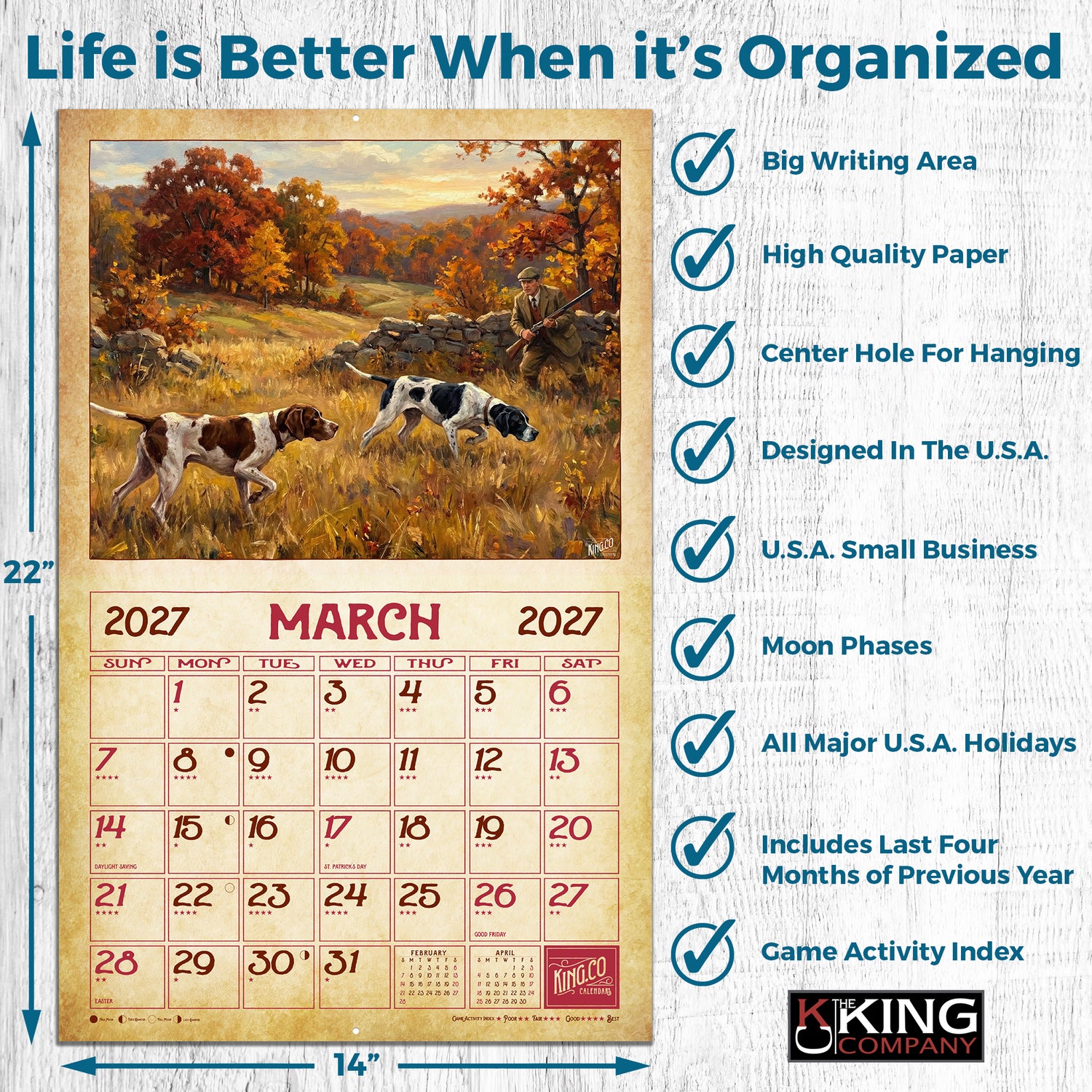 2027 Vintage Hunting Wall Calendar – 16-Month Sporting Art
