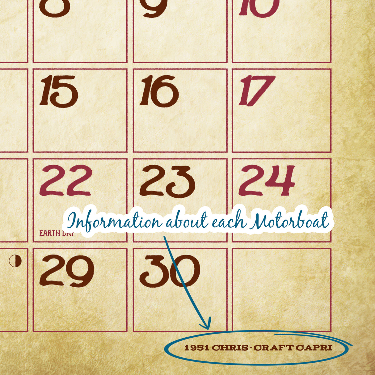 2027 Vintage Motorboats Wall Calendar – 16-Month Boating Art