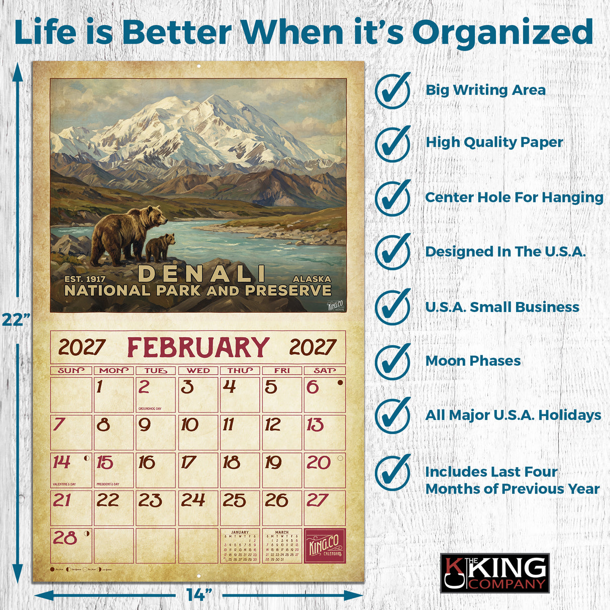 2027 Vintage National Parks Wall Calendar – 16-Month Travel Art