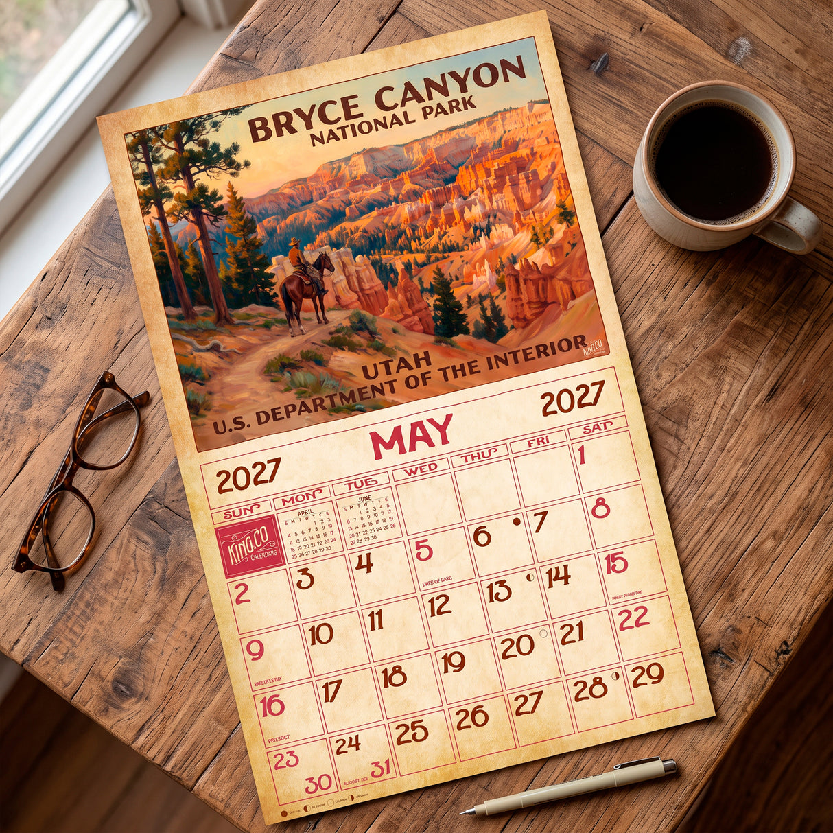 2027 Vintage National Parks Wall Calendar – 16-Month Travel Art
