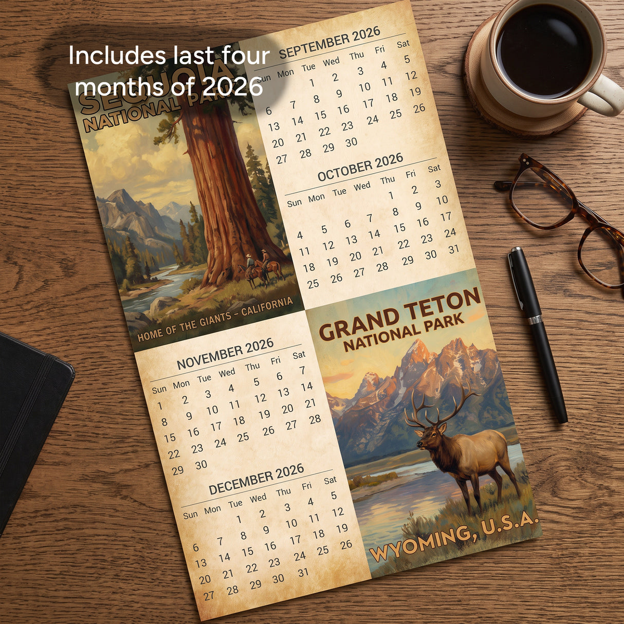 2027 Vintage National Parks Wall Calendar – 16-Month Travel Art