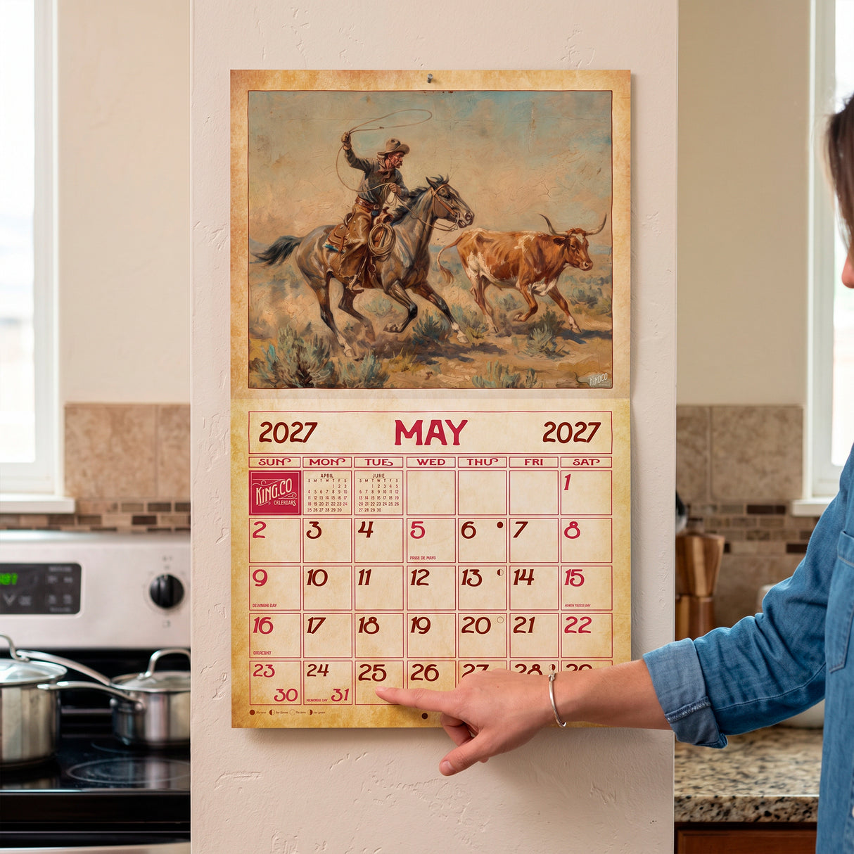2027 Vintage Old West Wall Calendar – 16-Month Western Art
