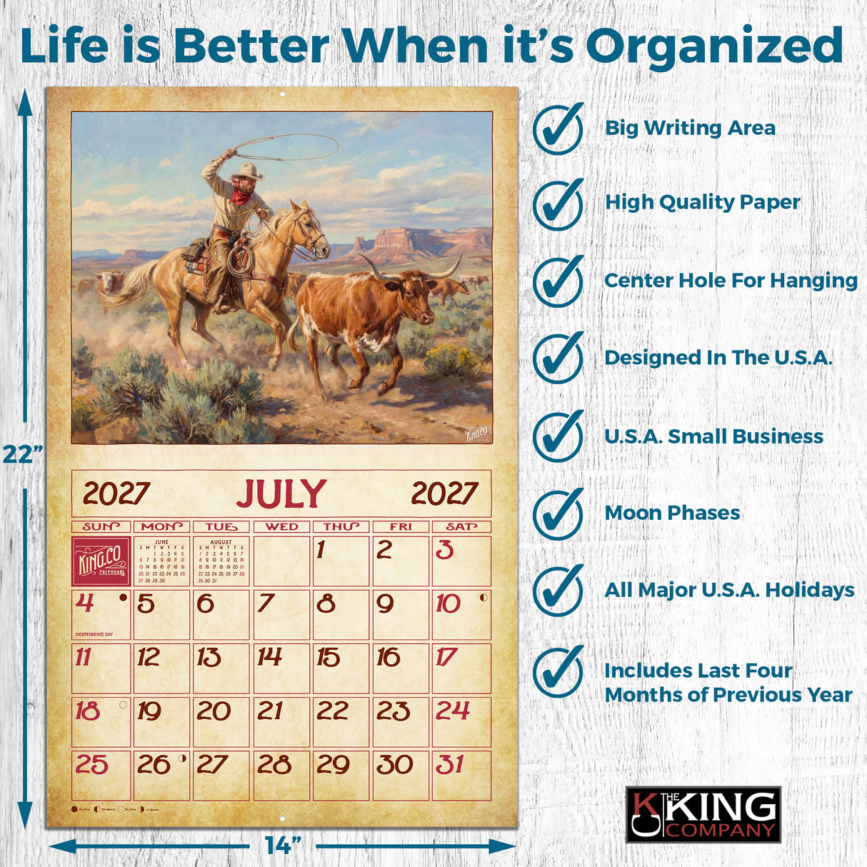 2027 Vintage Old West Wall Calendar – 16-Month Western Art