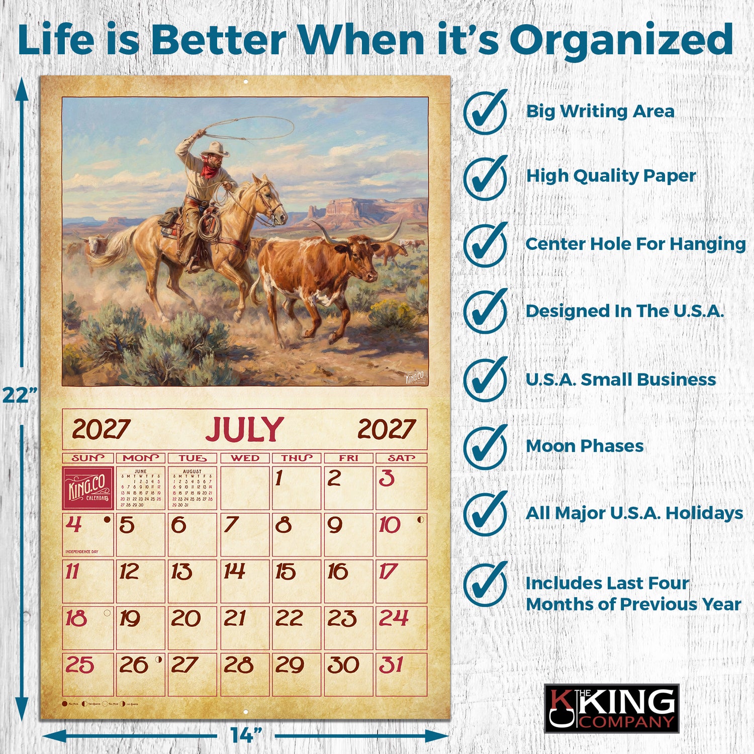 2027 Vintage Old West Wall Calendar – 16-Month Western Art